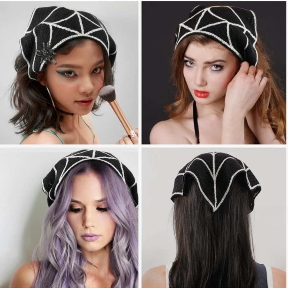 NWT Piper K Crochet Spider Web Halloween Head Bandana - Picture 4 of 6